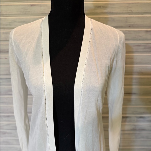 WHBM White Long Sleeve Semi Sheer Cardigan - Picture 2 of 7